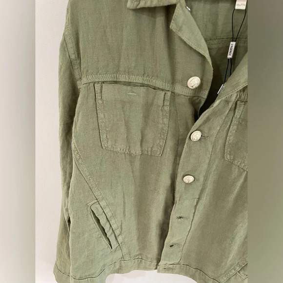 L'AGENCE Celine Slim Linen Utility Jacket - Sage Green - XXL - Picture 13 of 15